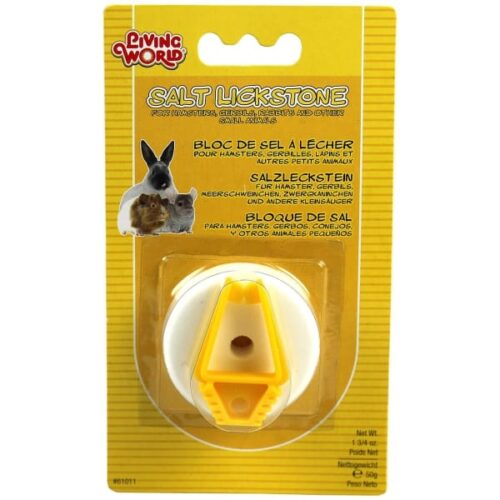 Rabbit salt lick stone with holder for rabbits and guinea pigs