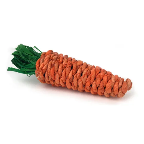 Rabbit chew toy made from natural sisal in carrot shape