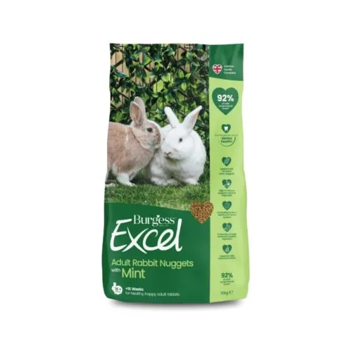 Burgess Excel Rabbit Nuggets – High-Fibre Rabbit Food (1.5kg) - Adult with Mint